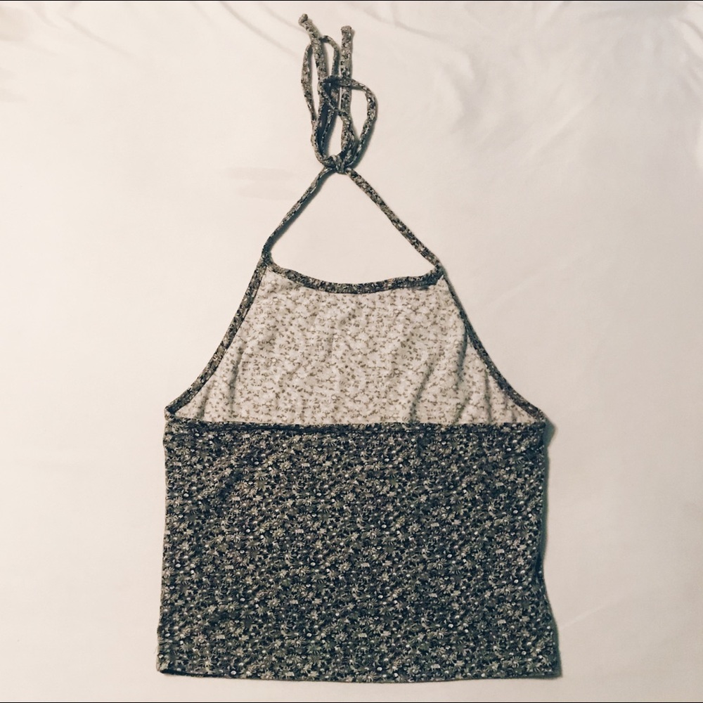 Brandy Melville Floral Cropped Halter Top - Picture 5 of 7
